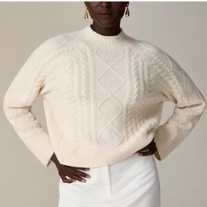 NWT J. Crew Cream Cable Rollneck Oversized Sweater Wool Alpaca Size XL
